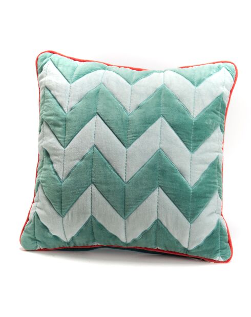 Grünes Zick-Zack-Samtkissen - 45x45 cm