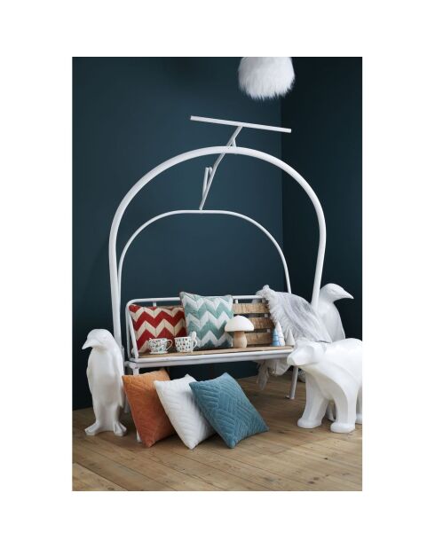 Grünes Zick-Zack-Samtkissen - 45x45 cm