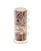 Set coffret rack 4 tasses Bettina marron