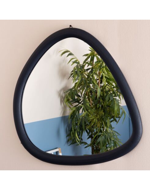 Bohemian spiegel in zwart kunstleer - 59,50x63 cm