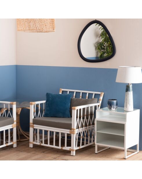 Bohemian spiegel in zwart kunstleer - 59,50x63 cm