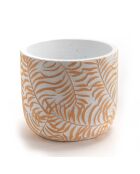 Gele PM plantenbak met gele bladeren - 12,40x14 cm