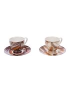 Set coffret 2 tasses à thé avec sous-tasses Bettina marron