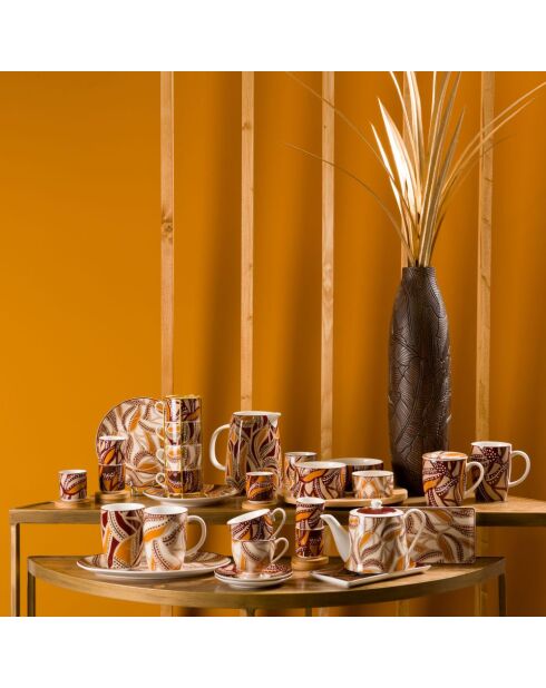 Set coffret 2 tasses à thé avec sous-tasses Bettina marron