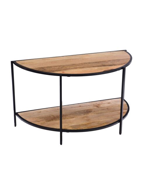 Console demi-lune bois/noir 2 niveaux marron - 56x100 cm