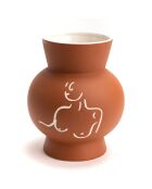 Jarrón de terracota con busto de mujer marrón - 20x16,50 cm