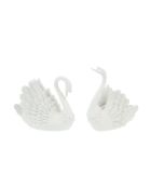 Lot de 2 cygnes blancs - 14x12 cm