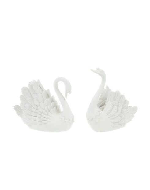 Set van 2 witte zwanen - 14x12 cm