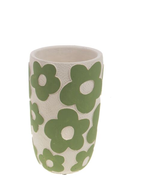 Zementvase Gänseblümchen, grün, Höhe 25 x 14,50 cm