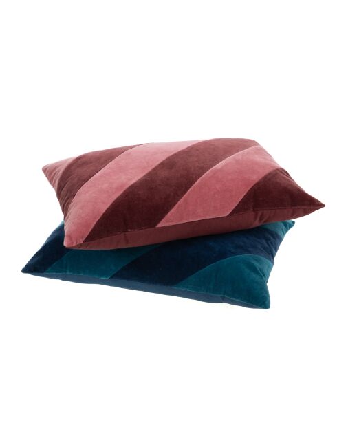 Set 2 coussins bande trio rose/bleu - 60x40 cm