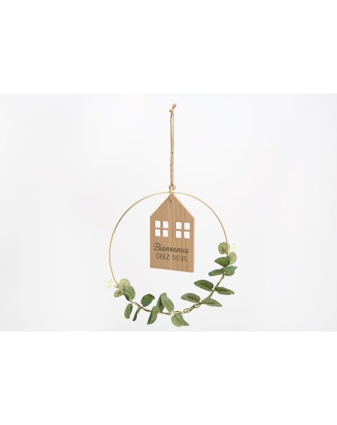 3 Couronnes Bienvenue Éco Chic marron - 24.30x25.50cm