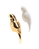 Set 2 vogels goud/wit - 5,50x19,50cm