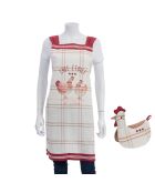 Grembiule e presina a forma di pollo Simone, color crema/avorio, 75,20x83,20 cm