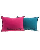 Set 2 coussins Heureux rose/bleu - 40x60 cm