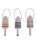 Set 3 grijze/veelkleurige zeeboeien - 20x6,50cm