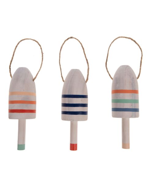 Set 3 grijze/veelkleurige zeeboeien - 20x6,50cm