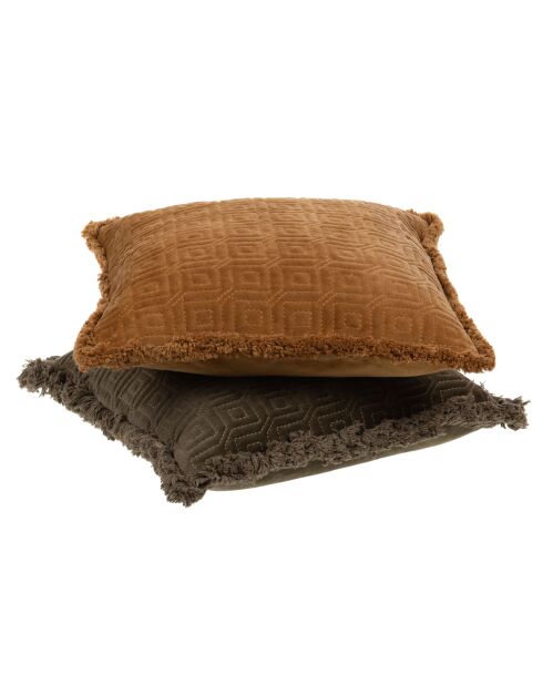 Set 2 coussins géométriques kaki camel - 45x45 cm