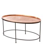 Table basse ovale cuivre / bronze - 45x85 cm