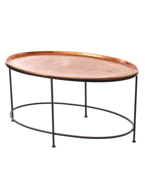 Table basse ovale cuivre / bronze - 45x85 cm