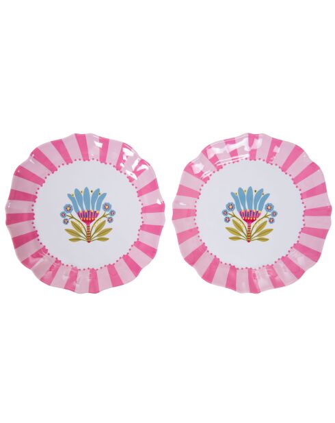 Set van 2 melamine snoeproze borden - 28x27 cm