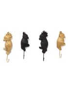 Set patère perroquet 4 pièces noir - 16x3 cm