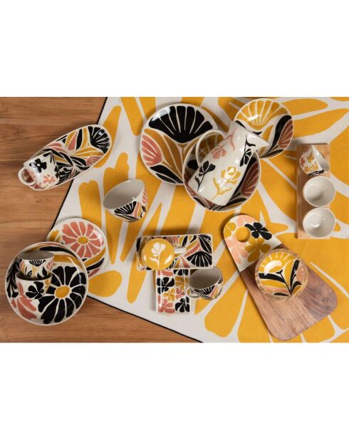 Set 2 parelhoenders Margot crème/ivoor - 16x15 cm