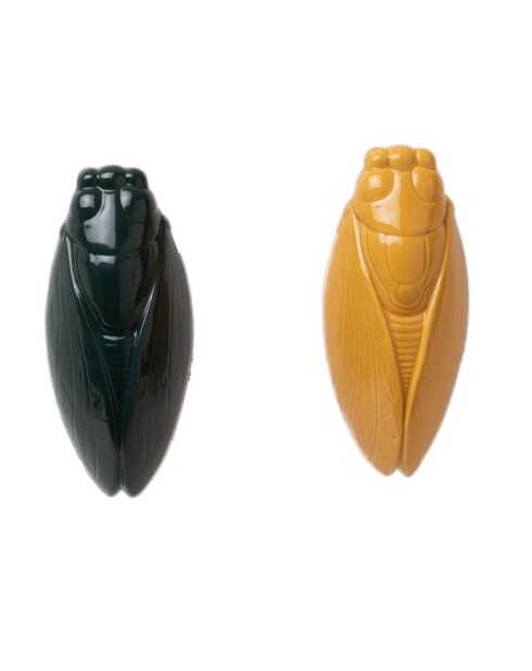 Set de 2 jarrones de pared Cigale negro/amarillo - 20,30 x 6,40 cm