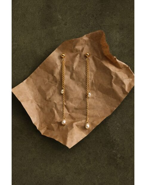 Orecchini Emina placcati in oro con perla coltivata bianca