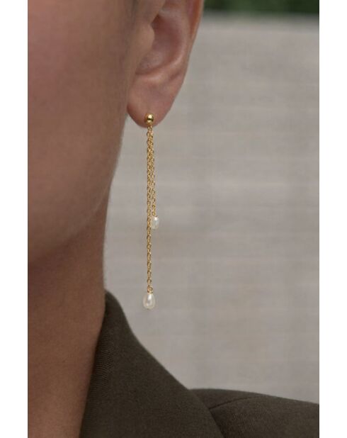 Orecchini Emina placcati in oro con perla coltivata bianca