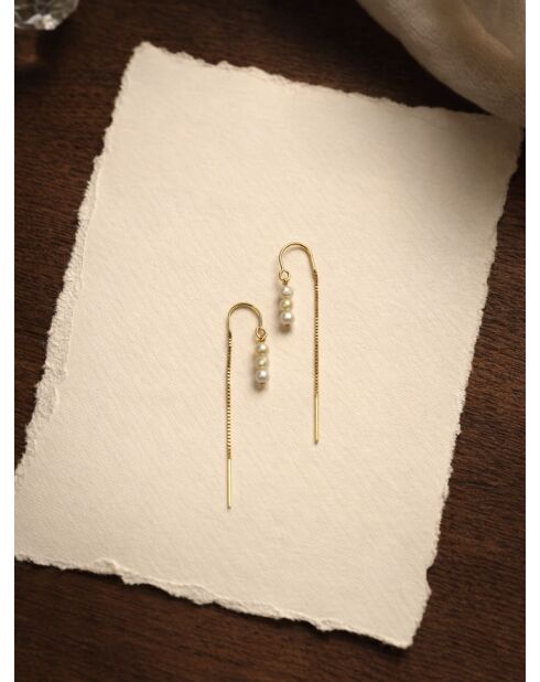 Orecchini a catena Aby placcati in oro con perla coltivata bianca