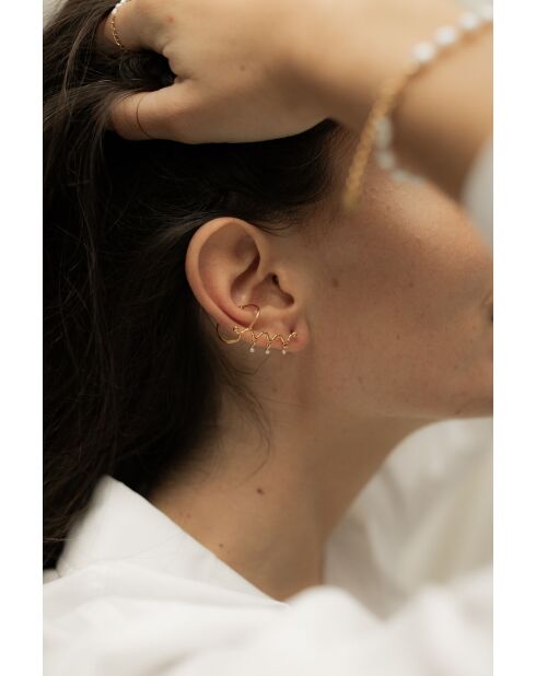 Orecchino destro placcato in oro Ress con perla coltivata