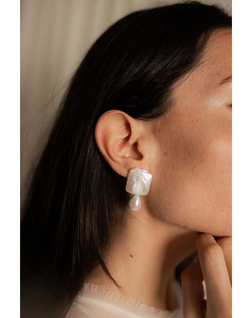 Orecchini Eugénie placcati in oro con perla bianca coltivata