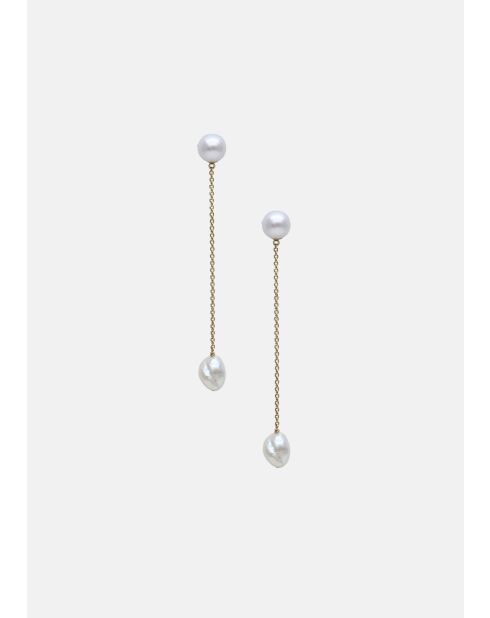 Orecchini Teri placcati in oro con perla coltivata bianca