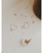 Orecchini a cerchio a cuore placcati in oro con perle coltivate bianche