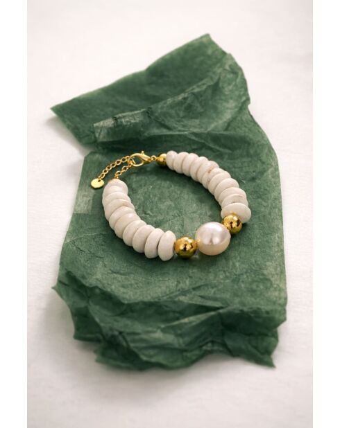 Bracciale Louise in vetro ceramico con perla bianca coltivata