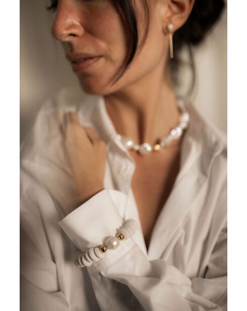 Bracciale Louise in vetro ceramico con perla bianca coltivata