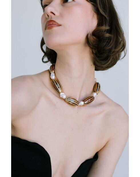 Bernsteinbraune und weiße Halskette