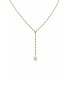 Zamina vergulde halsketting met witte gekweekte parels