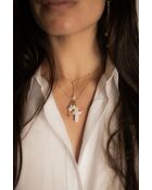 Zamina vergulde halsketting met witte gekweekte parels