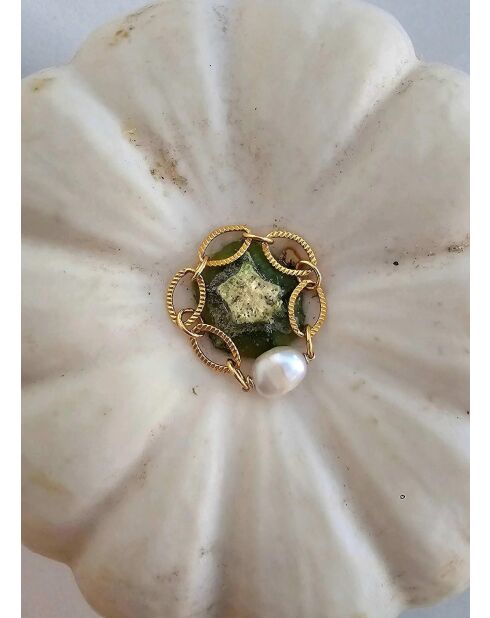 Anello Aimée placcato in oro con perla coltivata