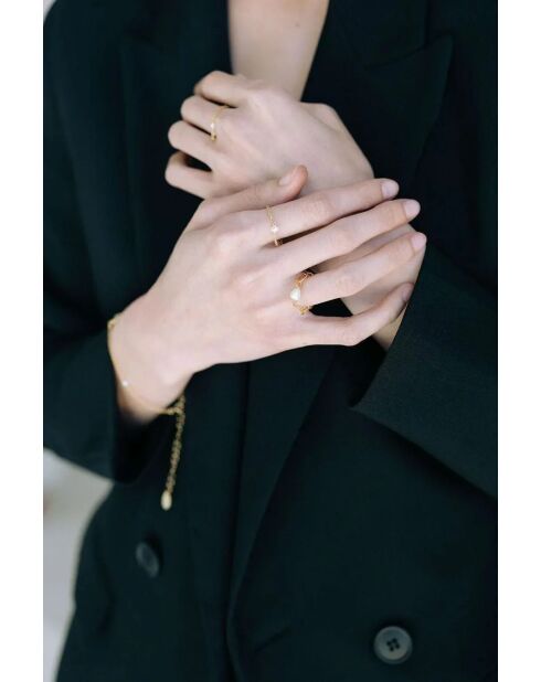 Anello Aimée placcato in oro con perla coltivata