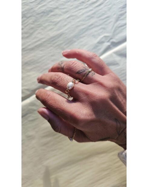 Anello Aimée placcato in oro con perla coltivata