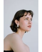 Orecchini in ambra con perle di ceramica e perla coltivata marrone/bianca