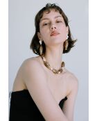 Orecchini in ambra con perle di ceramica e perla coltivata marrone/bianca