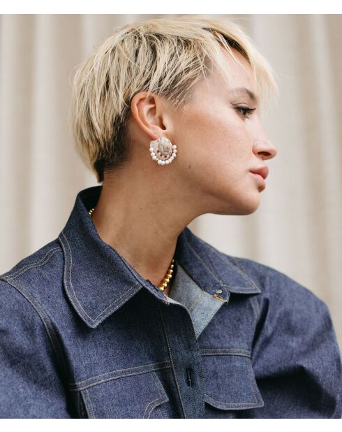 Orecchini Chanel con conchiglia blu/bianca