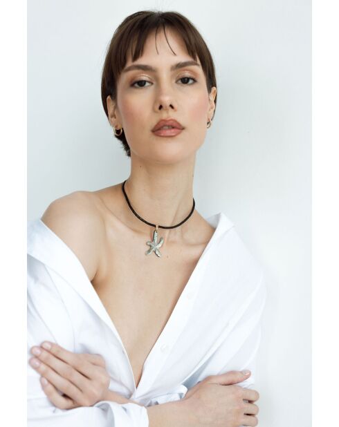 Choker Moana étoile de mer gris,blanc et doré