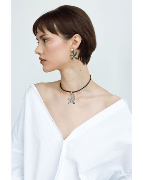 Choker Moana étoile de mer gris,blanc et doré