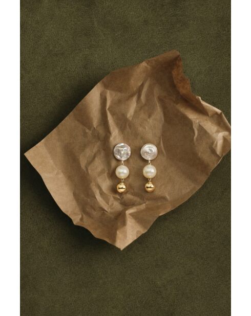 Orecchini rotondi Karl placcati in oro con perla coltivata