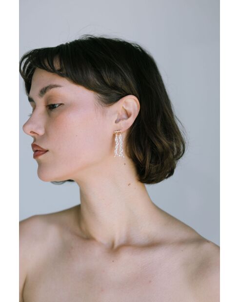 Orecchini Lou in strass con perle coltivate bianche