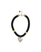 Collana a cuore Judith in oro bianco e nero placcato